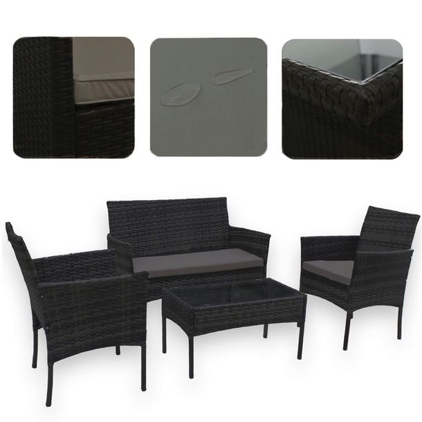 ZESTAW MEBLI OGRODOWYCH SFS010 MTG MEBLE OGRODOWE TECHNORATTAN CZARNY