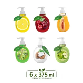 lara-zestaw-mydel-do-rak-6x375ml-mix-zapachow-owocowe-dozownik