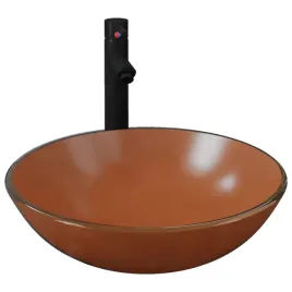 umywalka-szklana-z-kranem-i-korkiem-brazowo-czarna-42x14-cm