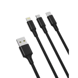 kabel-3w1-usb-c-lightning-microusb-12m-24a-xo