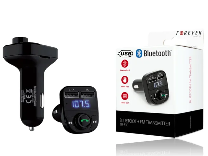 transmiter-samochodowy-bluetooth-fm-forever-tr-330-funkcje-ladowarka-usb-zestaw-glosnomowiacy
