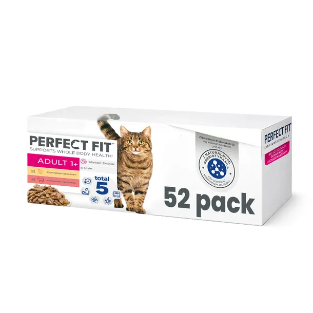 Perfect Fit Adult 1+ 52x85g Mokra Karma Dla Kotów Z Kurczakiem I Wołowiną W