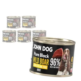 john-dog-pure-black-wild-boar-adult-6x200g-mokra-karma-dla-psa-z-dzikiem