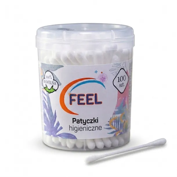 Feel Patyczki Kosmetyczne Higieniczne do uszu jednorazowe 100% Bawełna 100
