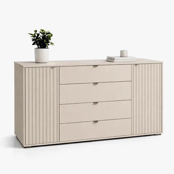 Komoda RIMINI 170cm szuflady listwy ozdobne lamele przedpokój salon sypialnia modna boho loft