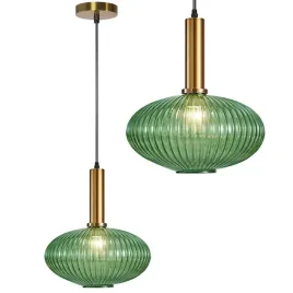 stylowa-lampa-sufitowa-wiszaca-szklana-kolor-zielony-green-zlota-maskownica