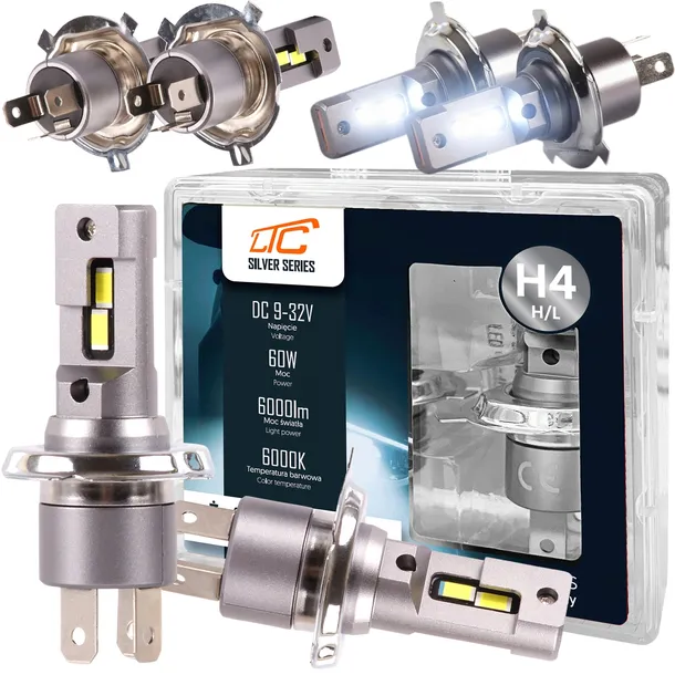ŻARÓWKI SAMOCHODOWE LED H4 12V/24V 60W 6000K 6000LM HOMOLOGACJA +600% MOCY