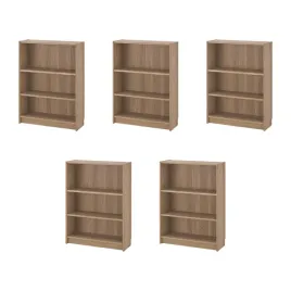 5-szt-regal-billy-imitacja-debu-80x28x106-cm-z-regulowanymi-polkami
