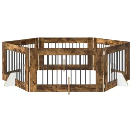 bramka-dla-psow-z-podporkami-6-szt-dab-wedzony-100-x-60-cm