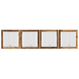 bramka-dla-psow-z-podporkami-4-szt-stare-drewno-100-x-100-cm