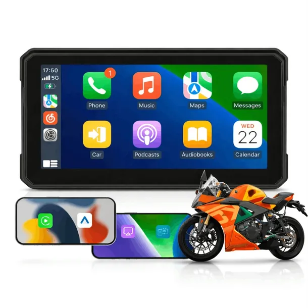 Wyświetlacz motocyklowy 6'' CarPlay Android Auto BT GPS WiFi IPX8