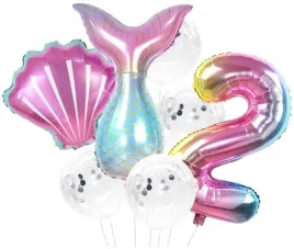urodzinowe-balony-7szt-konfetti-2-latka-dla-dziewczynki-urodziny-syrenka