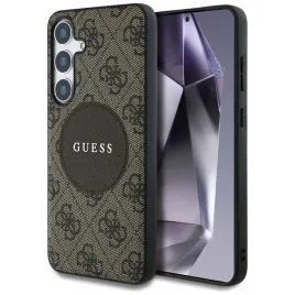 guess-4g-round-patch-classic-logo-magsafe-etui-do-samsung-galaxy-s25-brazowy