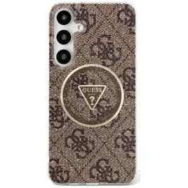 guess-4g-glitter-triangle-buttons-magsafe-etui-do-samsung-galaxy-s25-brazowy