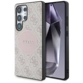guess-4g-round-patch-classic-logo-magsafe-etui-do-samsung-galaxy-s25-ultra-rozowy