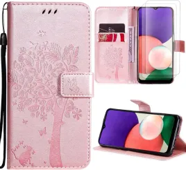 etui-do-samsung-galaxy-a22-4g-rozowe-wytlaczane-drzewo-zamykane-2x-szklo
