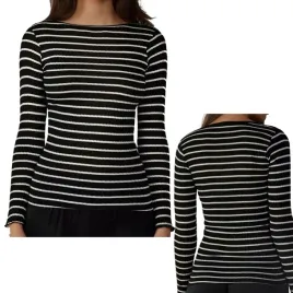intimissimi-bluzka-jedwab-bawelna-paski-czarna-dopasowana-dlugi-rekaw-l-40