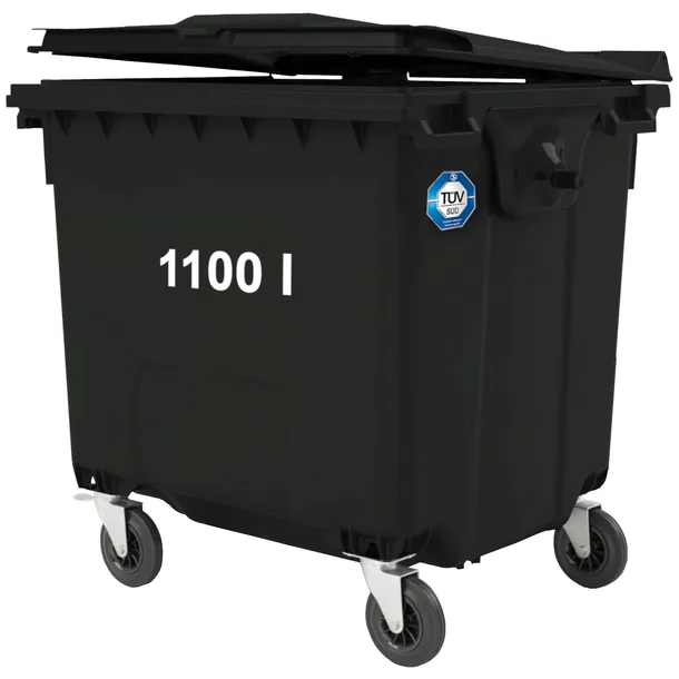 Kontener pojemnik na odpady śmieci komunalne PZH EN 840-2 DIN 1100L - czarny