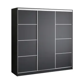 szafa-przesuwna-200-cm-czarna-garderoba-szuflady-drazek-primo-ii