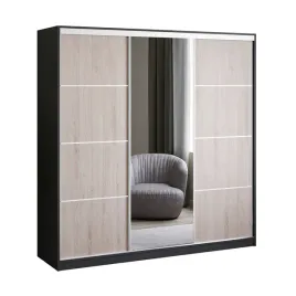 szafa-przesuwna-z-lustrem-200-cm-czarna-dab-sonoma-garderoba-primo-ii