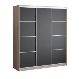 szafa-przesuwna-180-cm-dab-sonoma-czarna-garderoba-szuflady-drazek-primo-ii