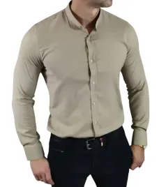 koszula-slim-fit-ze-stojka-casualowa-bezowa-struktura-ego01-s