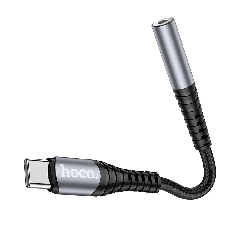 adapter-aux-jack-35-mm-do-usb-c-hoco-ls33-szary-stan-nowy