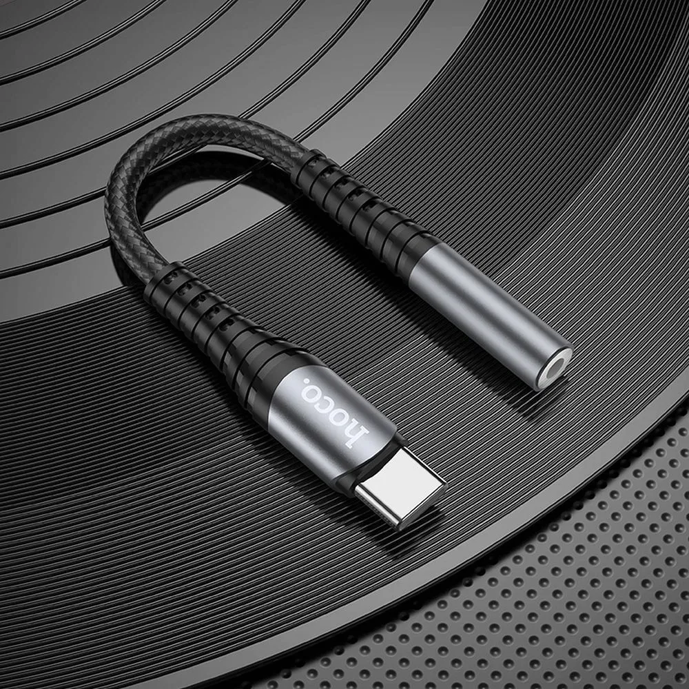 adapter-aux-jack-35-mm-do-usb-c-hoco-ls33-szary-stan-nowy