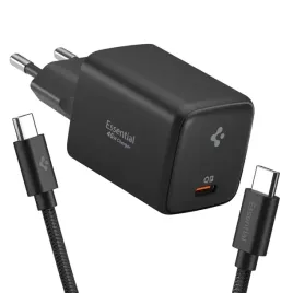 spigen-ee451eu-essential-gan-pro-ladowarka-sieciowa-usb-c-pd-pps-45w-kabel-usb-c-1m-czarny