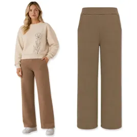 spodnie-dresowe-xs-szwedy-damskie-mlodziez-proste-wiosna-jesien-cappuccino