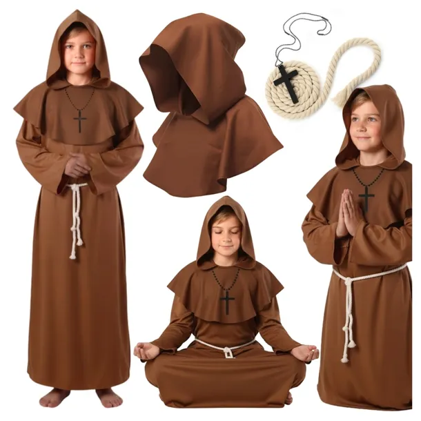 KOSTIUM MNICHA DLA DZIECI PRZEBRANIE ZAKONNIKA HALLOWEN KARNAWAŁ 122/134