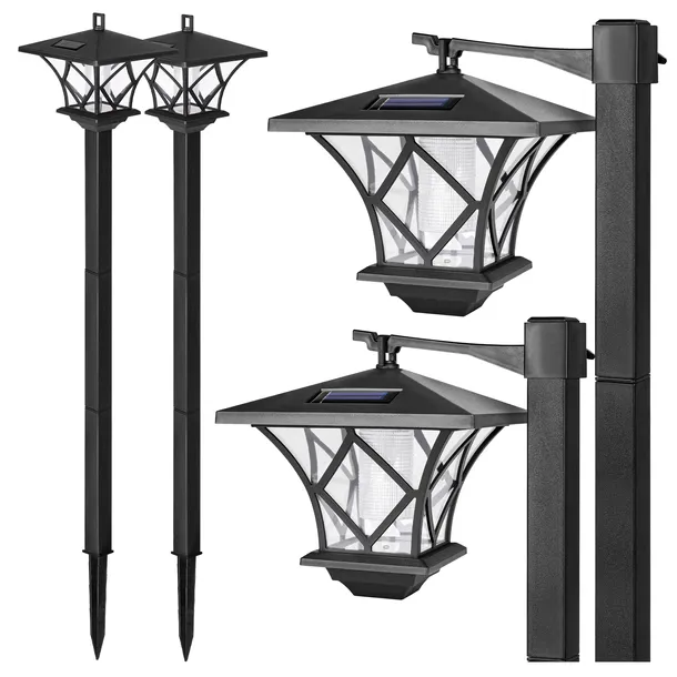 2x Lampa SOLARNA Ogrodowa LED 1,5m LATARNIA słupek stojący zewnętrzna