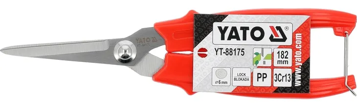 sekator-nozycowy-yato-182mm-z-blokada-otwarcia-do-ciecia-pedow-kwiatow-waga-narzedzia-0-08-kg