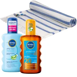 nivea-sun-zestaw-spf20-olejek-200-ml-balsam-po-opalaniu-recznik