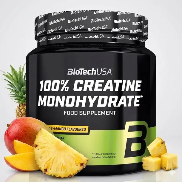 BIOTECH 100% CREATINE MONOHYDRATE|KREATYNA 300G SMAK: ANANAS-MANGO
