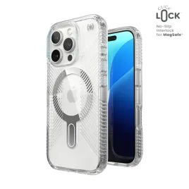 speck-presidio-perfect-clear-grip-clicklock-and-magsafe-etui-iphone-16-pro-clear-chrome-finish-serene-silver