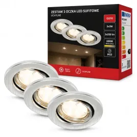 oczka-led-sufitowe-zestaw-3xgu10-oprawy-srebrne-uchylne-salon-korytarz
