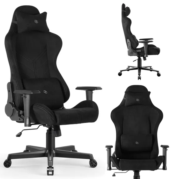 FOTEL BIUROWY GAMINGOWY DELAGEAR G 600 Czarny Materiałowy OBROTOWY