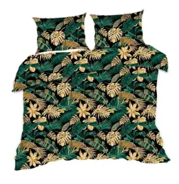 posciel-bawelniana-160x200-liscie-czarna-zielona-zlota-classic