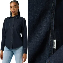 wrangler-slim-yoke-shirt-granatowa-damska-dopasowana-koszula-jeansowa-xs