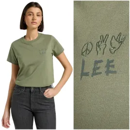 lee-peace-tee-zielona-koszulka-bawelniana-damska-t-shirt-maly-haft-logo-l