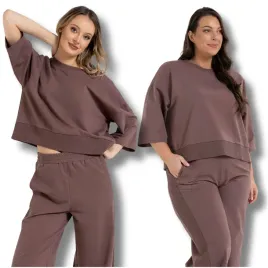 luzna-bluza-damska-dresowa-gladka-rekaw-3-4-oversize-modna-moraj-xl