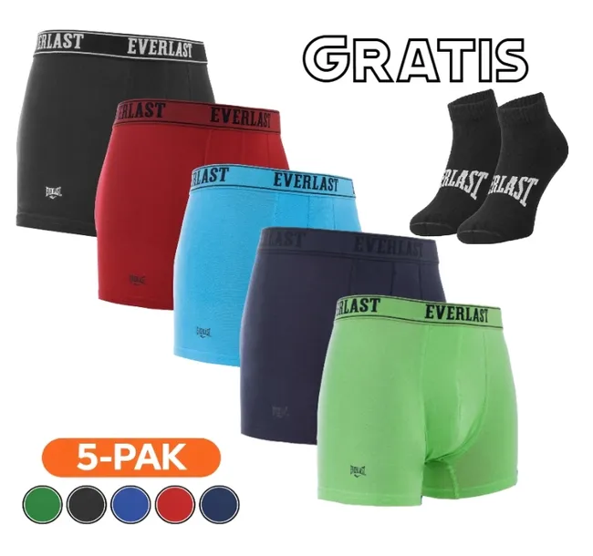 EVERLAST bokserki męskie bawełniane 5PAK r. L mix + gratis skarpety