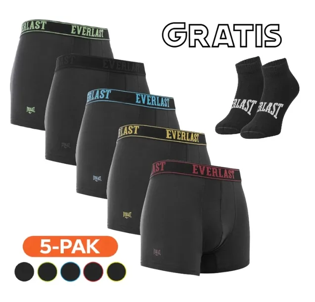 EVERLAST bokserki męskie bawełniane 5PAK r. M czarne + gratis skarpety