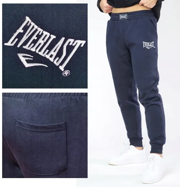 EVERLAST spodnie dresowe bawełniane FRENCH TERRY r. L granatowe