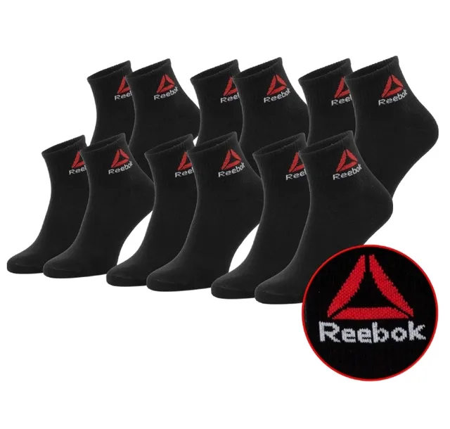 REEBOK skarpety zakostki quarter 6PAK czarne r. 43/45
