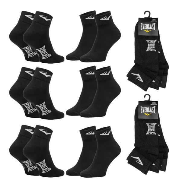 EVERLAST skarpety zakostki quarter 6PAK r. 39/42 czarne