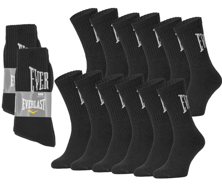 EVERLAST skarpety sportowe długie 6PAK r. 39/42 czarne