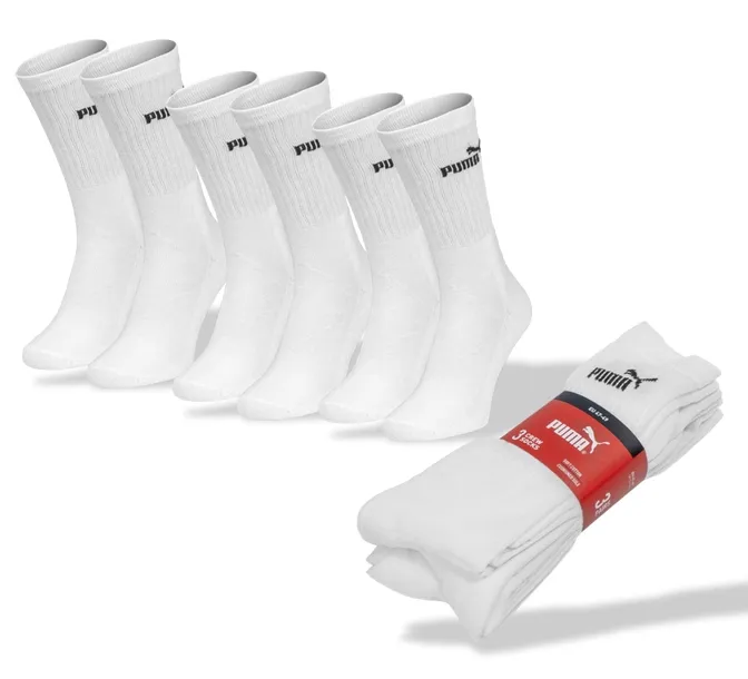 PUMA Skarpety długie 3PAK r. 39/42 białe