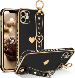etui-do-apple-iphone-11-silikonowe-czarne-zlote-serduszko-uchwyt-a2111